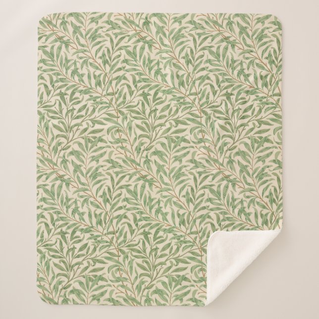 William Morris Willow Bough Garden Flower Classic Sherpa Blanket (Front)