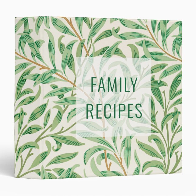 William Morris. Willow Bough. Greenery cookbook Binder (Front/Spine)