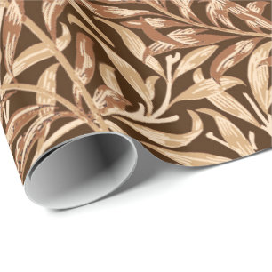 William Morris Willow Bough, Taupe and Brown Wrapping Paper