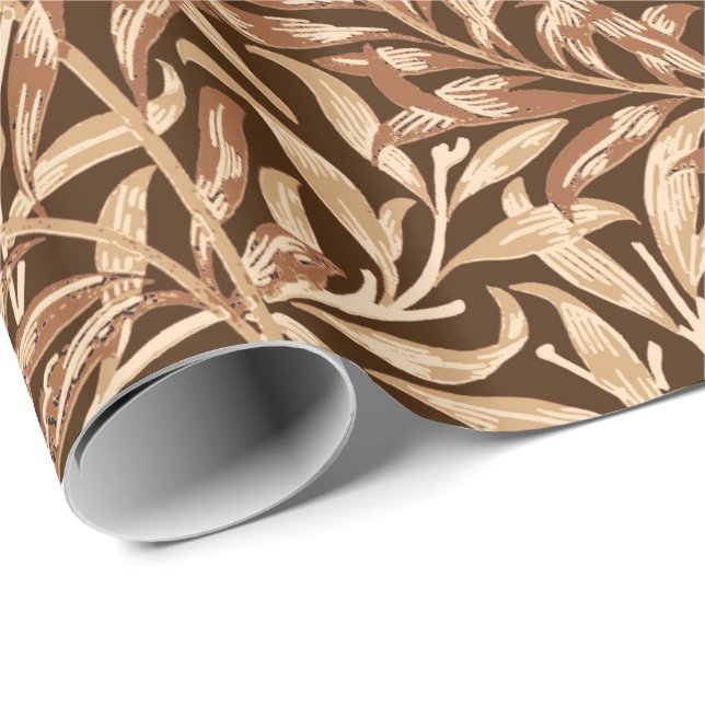 William Morris Willow Bough, Taupe and Brown Wrapping Paper (Roll Corner)