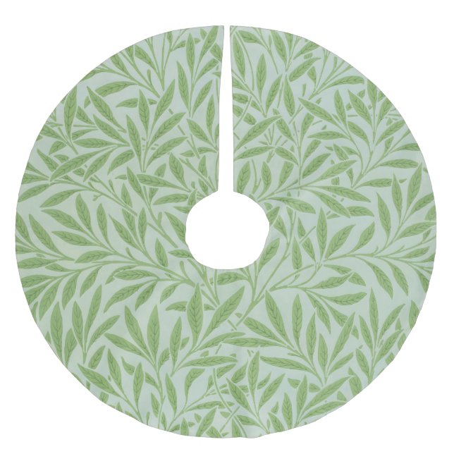 William Morris Willow Flower Classic Green Brushed Polyester Tree Skirt (Front)