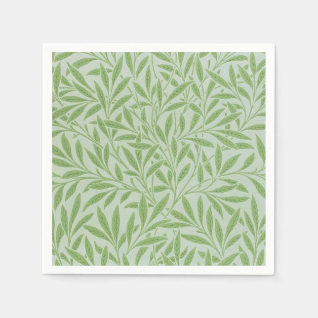William Morris Willow Flower Classic Green Napkin (Front)