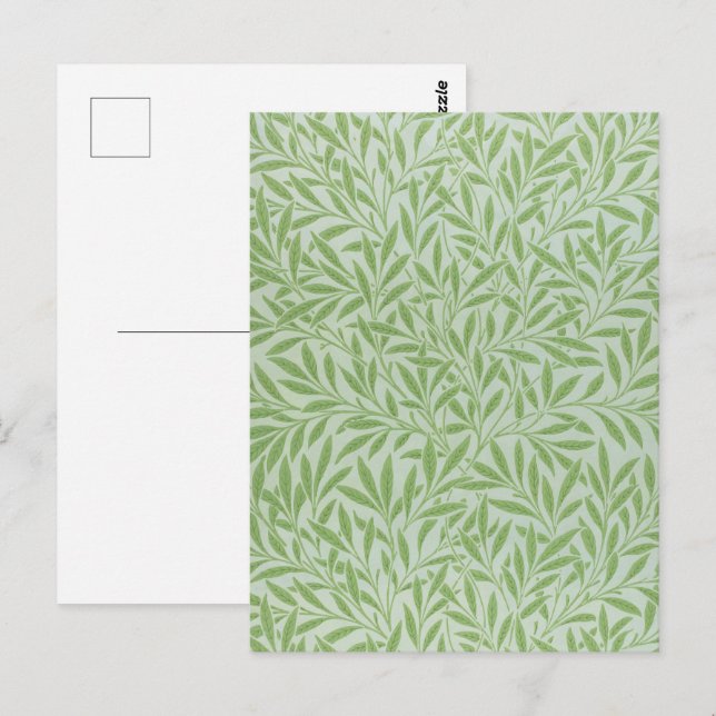 William Morris Willow Flower Classic Green Postcard (Front/Back)