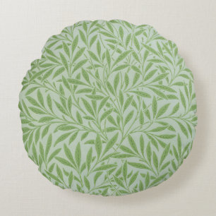 William Morris Willow Flower Classic Green Round Pillow