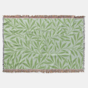 William Morris Willow Flower Classic Green Throw Blanket