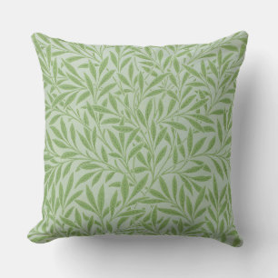 William Morris Willow Flower Classic Green Throw Pillow