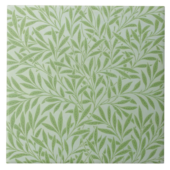 William Morris Willow Flower Classic Green Tile (Front)