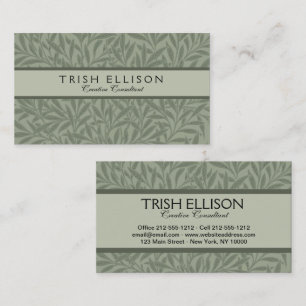 William Morris Willow Pattern Antique Sage Green Business Card