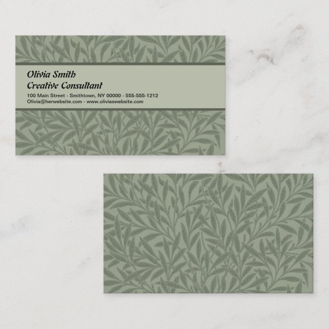 William Morris Willow Pattern Antique Sage Green Business Card (Front/Back)