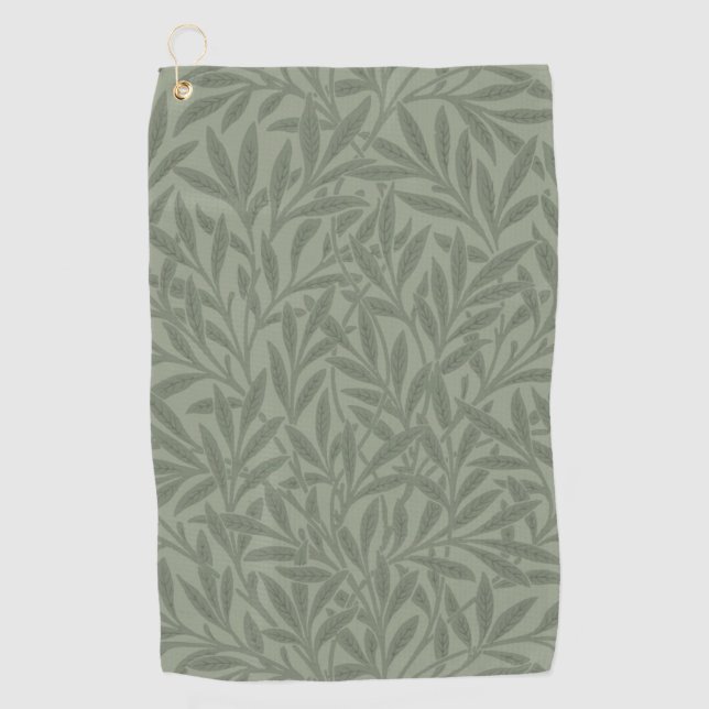 William Morris Willow Pattern Antique Sage Green Golf Towel (Front)