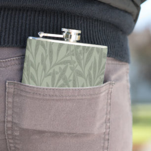 William Morris Willow Pattern Antique Sage Green Hip Flask
