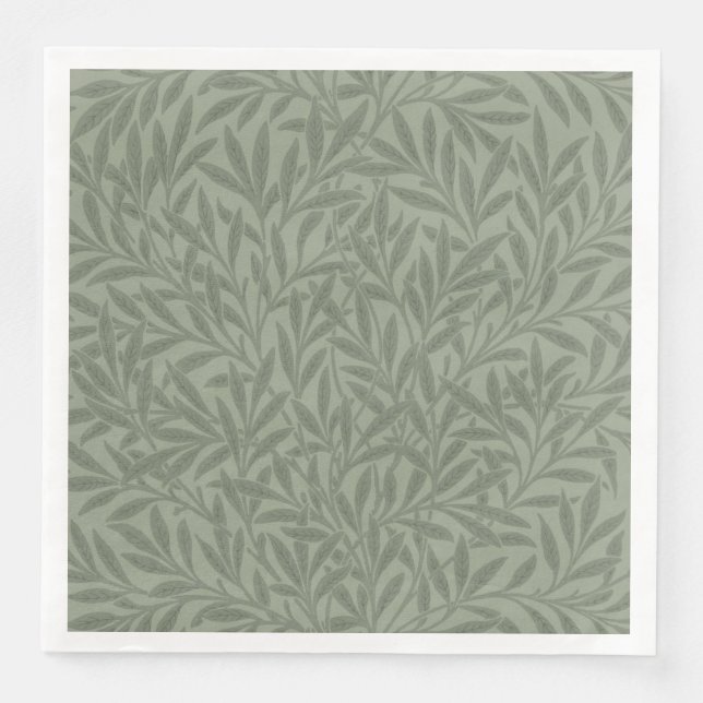 William Morris Willow Pattern Antique Sage Green Napkin (Front)