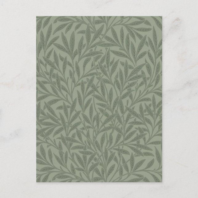 William Morris Willow Pattern Antique Sage Green Postcard (Front)