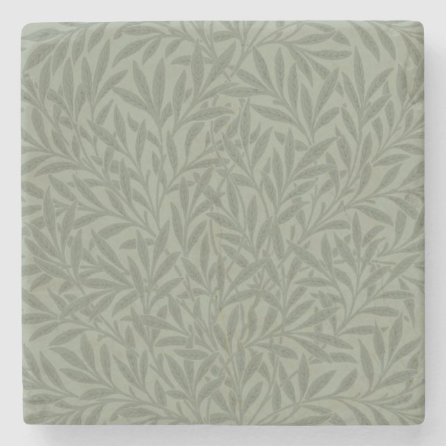 William Morris Willow Pattern Antique Sage Green Stone Coaster (Front)