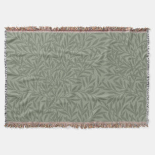 William Morris Willow Pattern Antique Sage Green Throw Blanket
