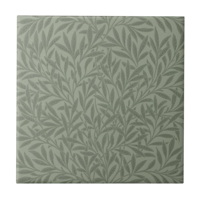 William Morris Willow Pattern Antique Sage Green Tile (Front)