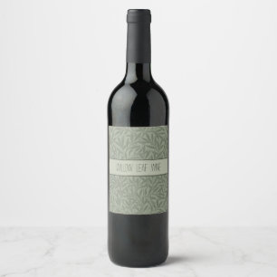 William Morris Willow Pattern Antique Sage Green Wine Label