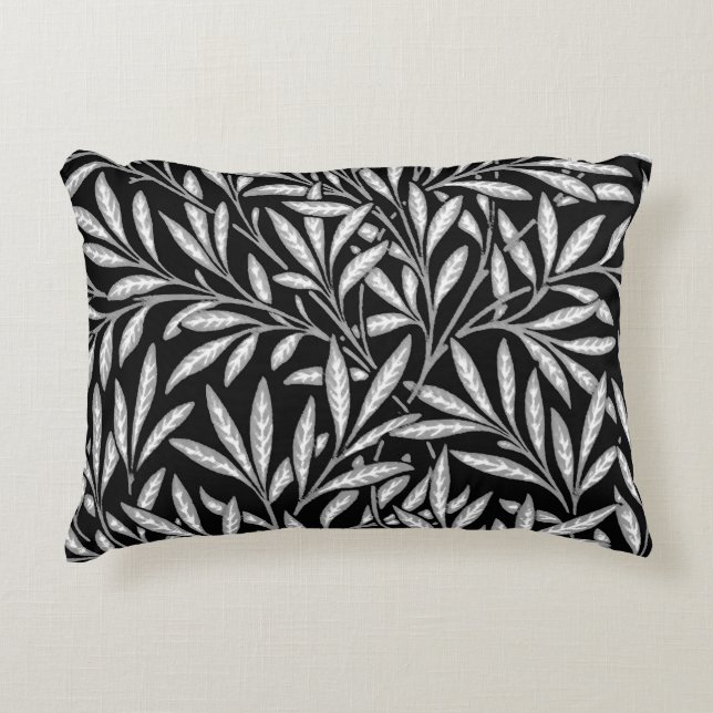William Morris Willow Pattern, Black and White Accent Pillow (Front)