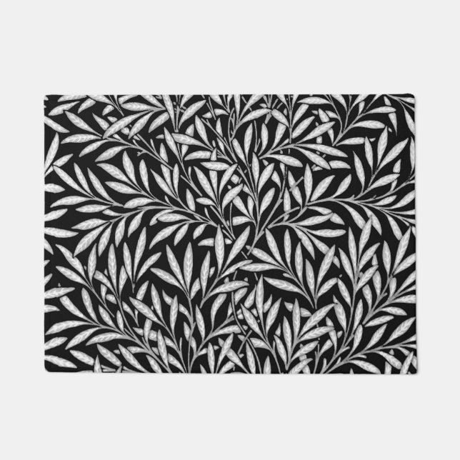 William Morris Willow Pattern, Black and White Doormat (Front)