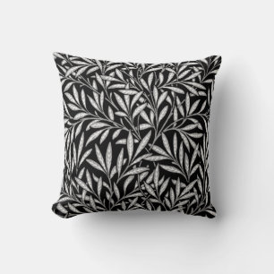 William Morris Willow Pattern, Black and White Throw Pillow