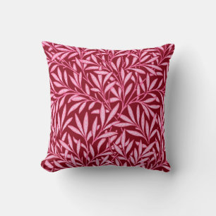 William Morris Willow Pattern, Burgundy & Pink Throw Pillow