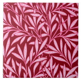 William Morris Willow Pattern, Burgundy & Pink Tile