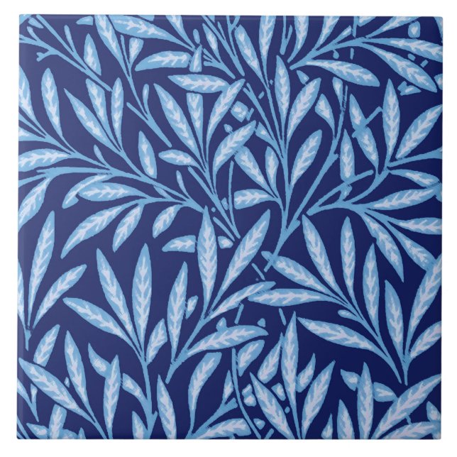 William Morris Willow Pattern, Cobalt Blue Tile (Front)