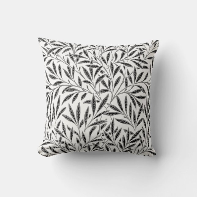 William Morris Willow Pattern, Grey / Grey & White Throw Pillow (Front)