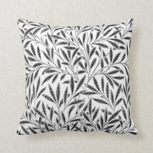 William Morris Willow Pattern, Grey / Grey & White Throw Pillow