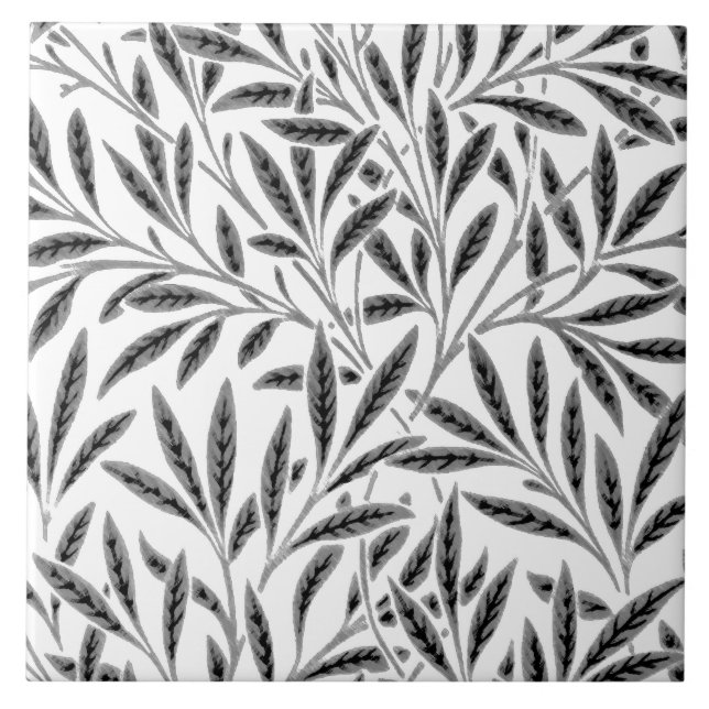 William Morris Willow Pattern, Grey / Grey & White Tile (Front)