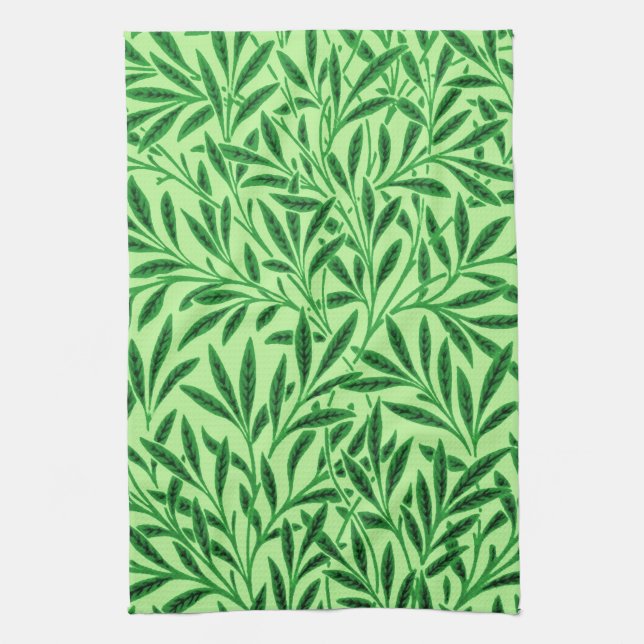 William Morris Willow Pattern, Light Jade Green Kitchen Towel (Vertical)