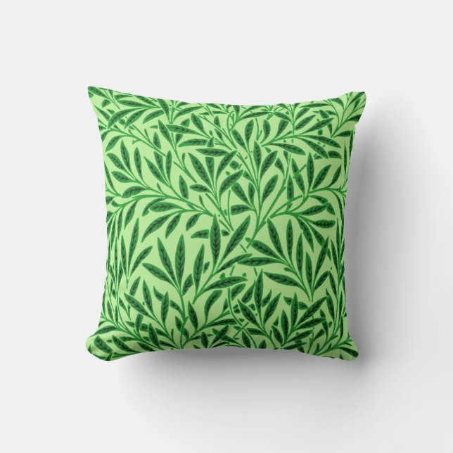 William Morris Willow Pattern, Light Jade Green Throw Pillow (Front)