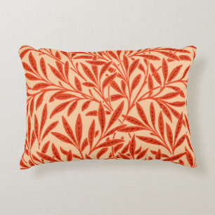 William Morris Willow Pattern, Mandarin Orange Decorative Pillow