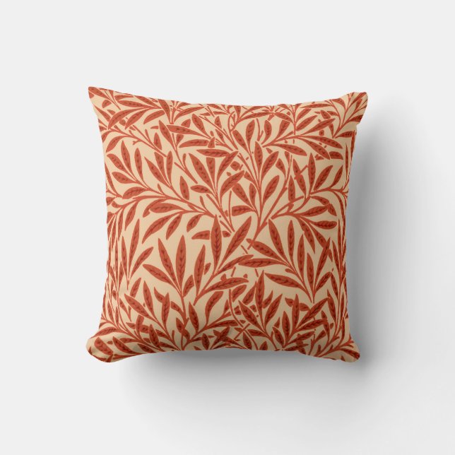 William Morris Willow Pattern, Mandarin Orange Throw Pillow (Front)