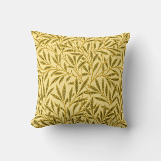 William Morris Willow Pattern, Mustard Yellow Throw Pillow (Front)