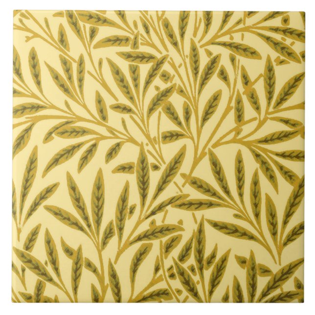 William Morris Willow Pattern, Mustard Yellow Tile (Front)