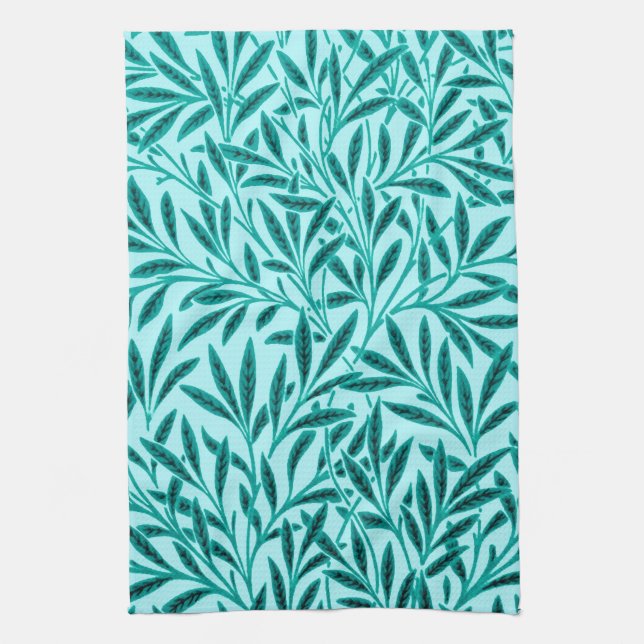 William Morris Willow Pattern, Turquoise & Aqua Kitchen Towel (Vertical)