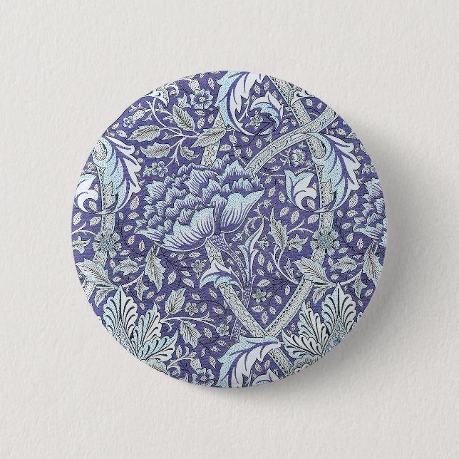 William Morris Windrush blue floral flowers 2 Inch Round Button (Front)