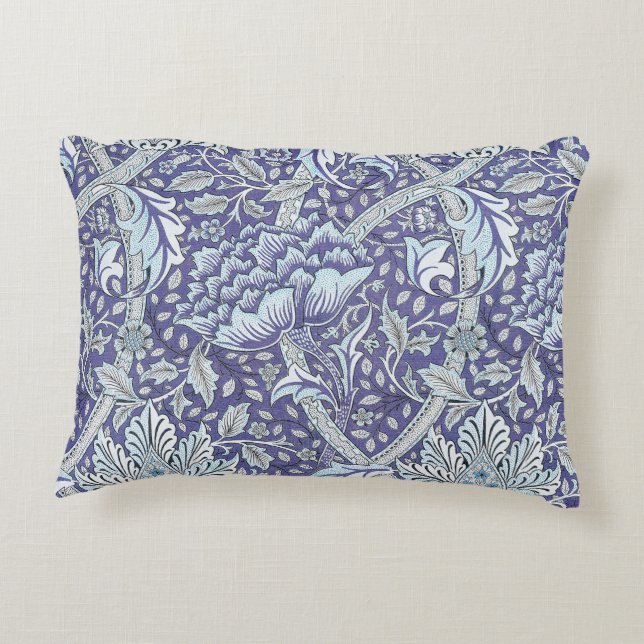 William Morris Windrush blue floral flowers Accent Pillow (Back)