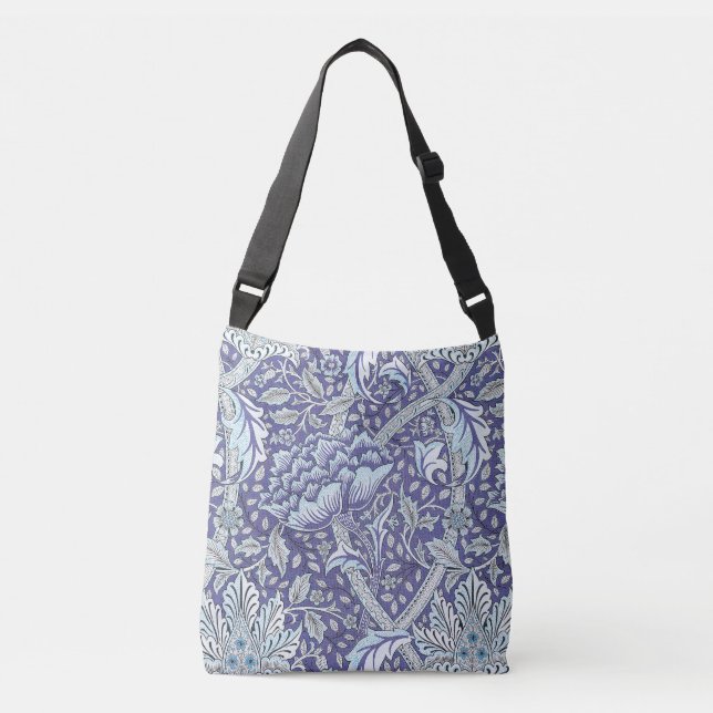 William Morris Windrush blue floral flowers Crossbody Bag (Front)