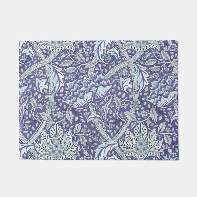 William Morris Windrush blue floral flowers Doormat (Front)