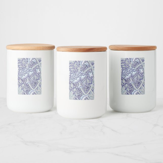 William Morris Windrush blue floral flowers Food Label (Bottles)