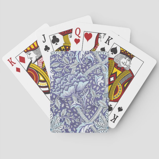 William Morris Windrush blue floral flowers Playing Cards (Back)