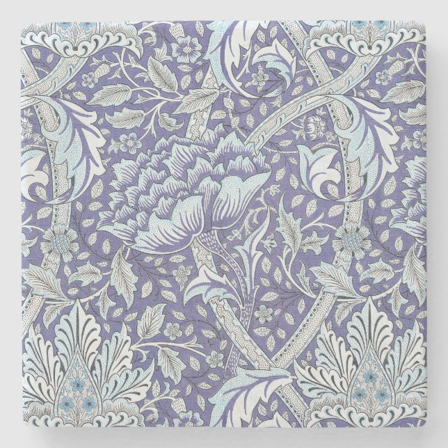 William Morris Windrush blue floral flowers Stone Coaster (Front)