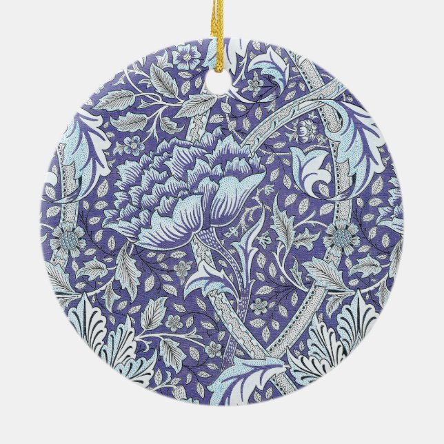 William Morris Windrush Blue Pattern Floral Ceramic Ornament (Back)
