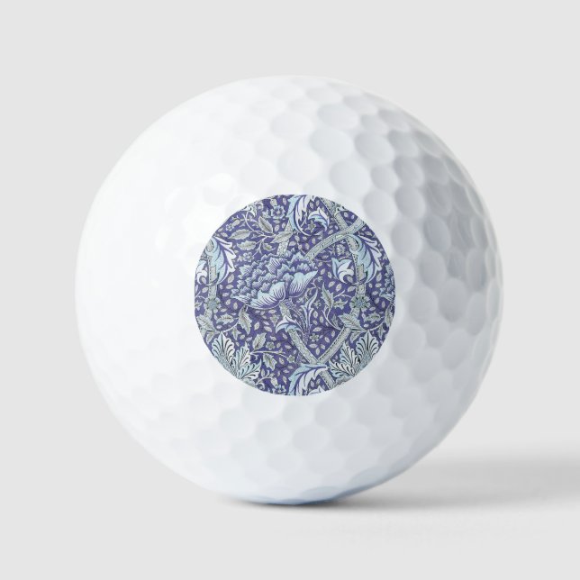 William Morris Windrush Blue Pattern Floral Golf Balls (Front)