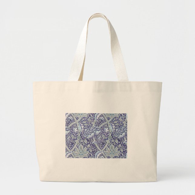William Morris Windrush Blue Pattern Floral Large Tote Bag (Front)