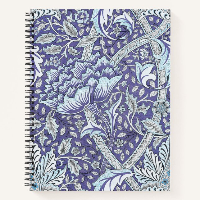 William Morris Windrush Blue Pattern Floral Notebook (Front)