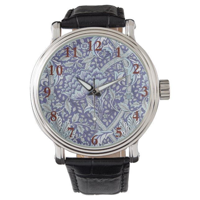 William Morris Windrush Blue Pattern Floral Watch (Front)