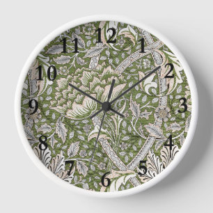 william morris windrush floral flowers classic clock
